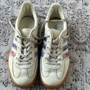 Adidas and Liberty London Gazelles White Sneakers with Floral Accents